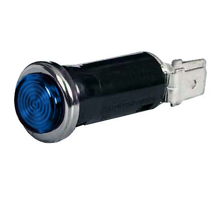Durite 0-609-02 Blue Warning Light with 12V 2W Ba7S Bulb for 13mm diameter hole - Chrome Bezel PN: 0-609-02