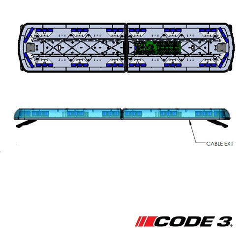 Code 3 12-30171-c 12+ Series Reg65 1.22m Blue Lens 16 LEDs Lightbar PN: 12-30171-c