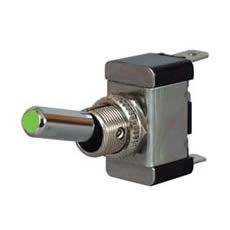 Durite 0-603-04 Green LED On/Off Toggle Switch with Metal Lever- 12/24V PN: 0-603-04