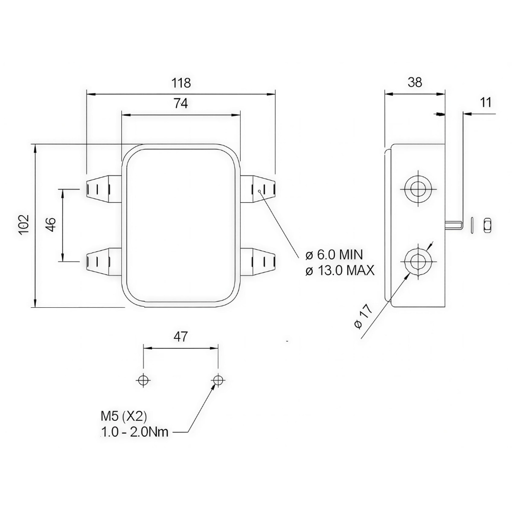 Trucklite M108 Series Rubber Junction Box PN: 108/01/00