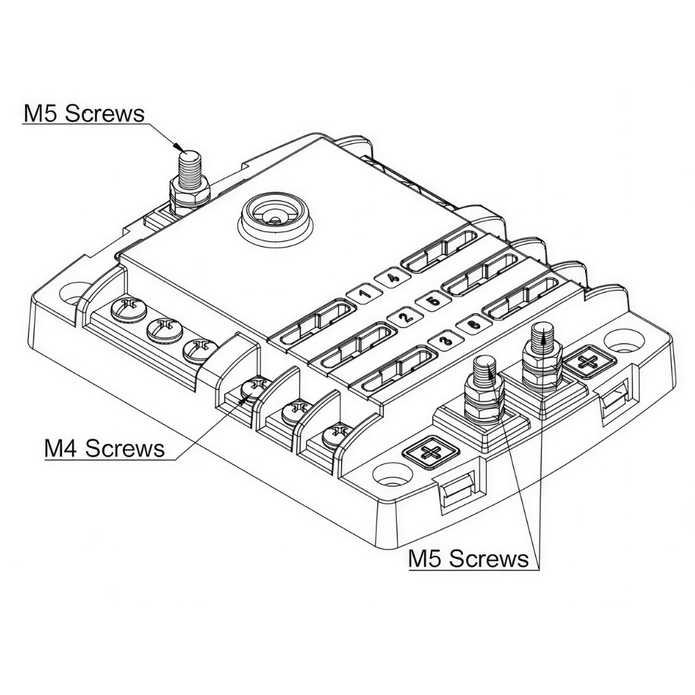 Van Master 6-Way Blade Fuse Box With Pos & Neg Busbars PN: VMG-FB6