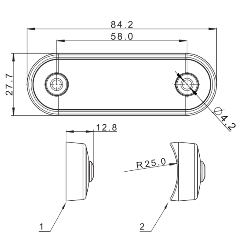 Fristom FT-073 4 LED 12/24v Marker Light With Flat and Rounded Mounting Pads PN: FT-073