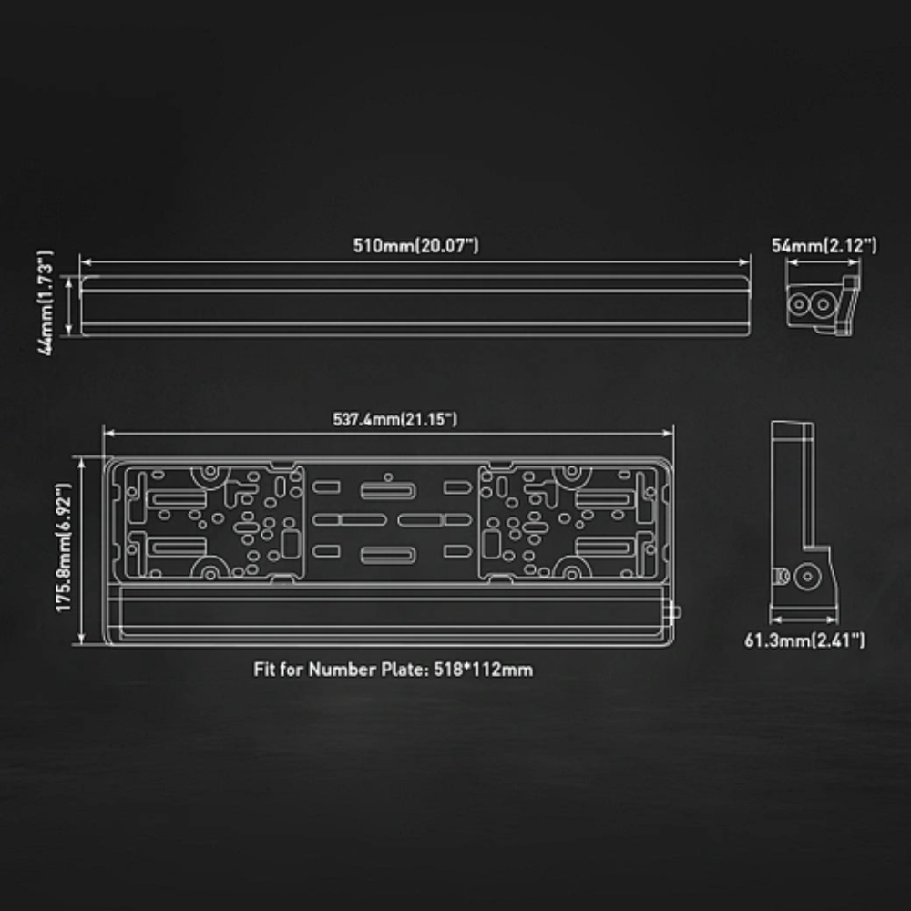 Van Master QuickFit 12/24V 9500 Lumen Dual Colour Position Light LED Lightbar With Number Plate Holder PN: VMG-QUICKFIT