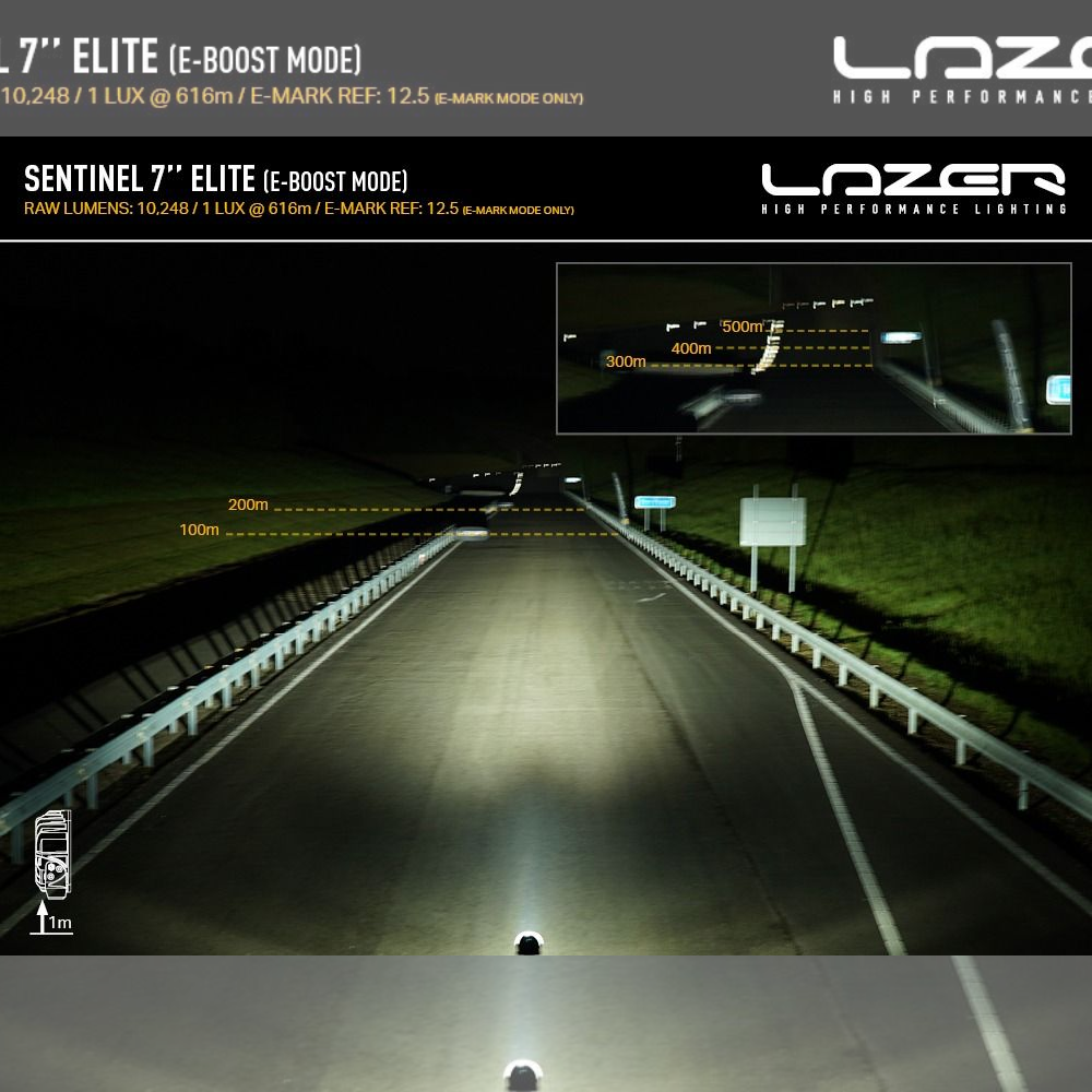 Lazer Lamps Sentinel ELITE 7" (Inverted Mounting) LED Driving Light With Position Light PN: 0S7-ELITE-PL-INV