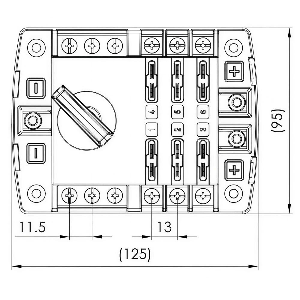 Van Master 6-Way Blade Fuse Box With Pos & Neg Busbars PN: VMG-FB6
