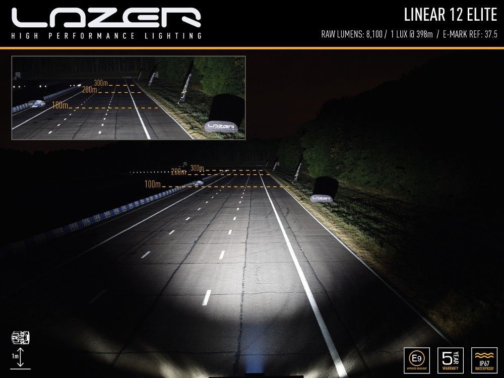 Lazer Lamps Linear 12 Elite With Position Light 382mm Auxiliary LED Driving Lamp PN: 0L12-PL-LNR