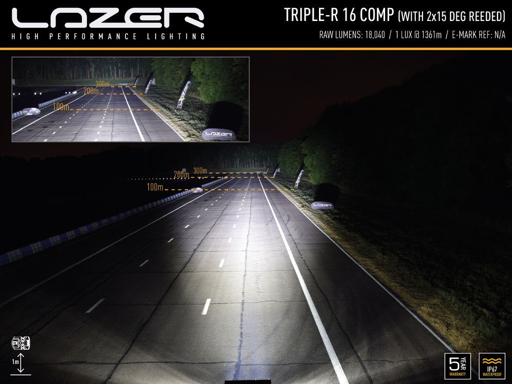 Lazer Lamps Triple-R Clear Reeded Lens PN: Clear-R900K-RRR