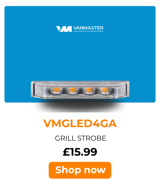 VMGLED4GA Van Master VMGLED4GA 9-30V R65 IP69K Slim 4 LED Grill Warning Light 