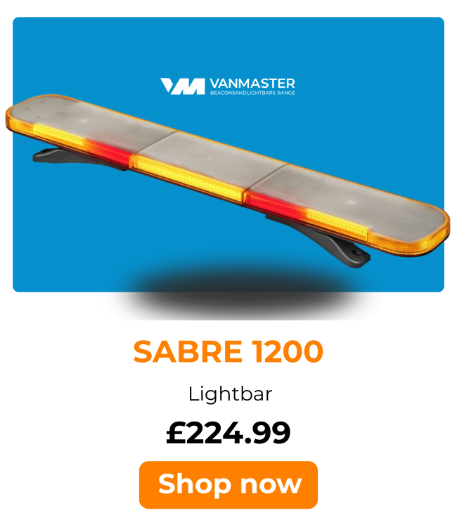 VMG-SABRE1200 Van Master Sabre Series 1200mm R65 CAP168 Amber LED Lightbar With Stop Tail Indicators