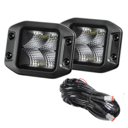 Hella Black Magic Edgeless Cube 3.2" Recessed Work Light (Flood) Kit With Harness