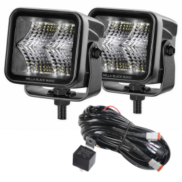 Hella Black Magic Edgeless Cube 2.7" Work Light (Flood) Kit With Harness